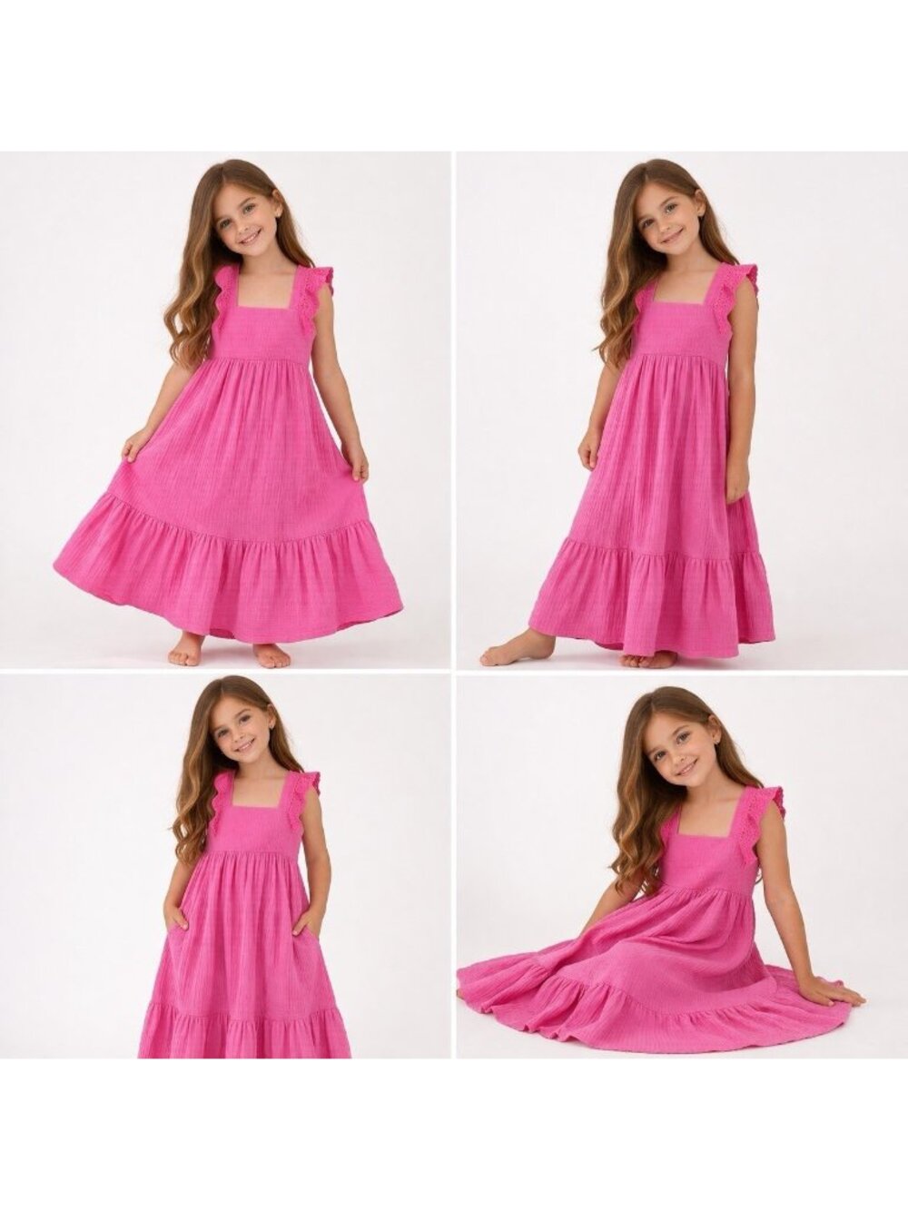 BTween Girls Bright Pink Maxi Dress Sleeveless Sundress Casual Summer Beach 7